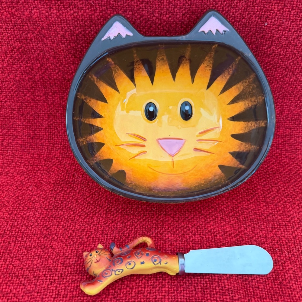 Cat lovers Cat shape Dip Bowl & Spreader Set